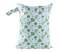 Hixingo Modern Print 30x40cm Wet Bag,Large Waterproof Wet Dry Bag, Reusable Nappy Stuff Sack with Zipper,Portable Children's Items Dry Sack,for Clothes,Swimming,Travel,Beach (Green Leaves,4-Pieces)