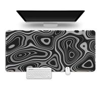 Hixingo Mouse Mat, Abstract Graffiti Print Gaming Mouse Pad, Large Mouse Mat, Non-Slip Rubber Base Mouse Pads, Mousepad with Stitched Edges for Home Office (Black,900x400x3mm)