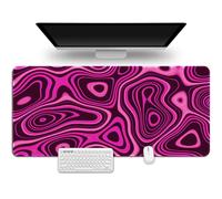 Hixingo Mouse Mat, Abstract Graffiti Print Gaming Mouse Pad, Large Mouse Mat, Non-Slip Rubber Base Mouse Pads, Mousepad with Stitched Edges for Home Office (Pink,800x300x3mm)