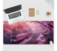 Hixingo Mouse Mat, Pink Sakura Train, Gaming Mouse Pad, Large Mouse Mat, Mousepad with Stitched Edges, Non-Slip Rubber Base Mouse Pads for Office & Home (Sakura 1,900x400x3mm)