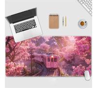 Hixingo Mouse Mat, Pink Sakura Train, Gaming Mouse Pad, Large Mouse Mat, Mousepad with Stitched Edges, Non-Slip Rubber Base Mouse Pads for Office & Home (Sakura 5,700x300x3mm)