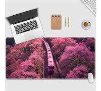 Hixingo Mouse Mat, Pink Sakura Train, Gaming Mouse Pad, Large Mouse Mat, Mousepad with Stitched Edges, Non-Slip Rubber Base Mouse Pads for Office & Home (Sakura 3,600x300x3mm)