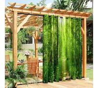 Hixingo Outdoor Curtains Waterproof Windproof, Gazebo Curtains with Grommet (Top & Bottom) for Pergola Patio Garden, Sun Protection, Extra Long - 3D Plant Print (primitive forest,180x213cm)