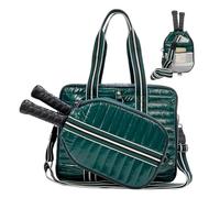 Hixingo Pickleball Bags for Women and Men, Large Capacity Tennis Racket Bag with Removable Adjustable Shoulder Straps Fits Badminton Racquet, Padel Rackets (38 * 14 * 30cm,P4 Green)