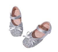 Hixingo Princess Shoes for Girls, New Princess Dress Up Shoes Girls Shiny Mary Jane Heels Toddlers Kids, Banquets, Birthday Parties,Cosplay Fancy (Silver,7.5)