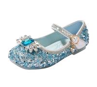 Hixingo Princess Shoes for Girls Size 7-13, Crystal Snowflake Princess Dress Up Shoes Girls Shiny Mary Jane Heels for 2-10 Years Toddlers Kids, Banquets, Birthday Parties, Cosplay Fancy (Blue,8)