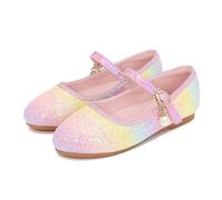 Hixingo Princess Shoes for Girls Size 7-13, Pink Sequins Princess Dress Up Shoes Girls Shiny Mary Jane Heels for 2-10 Years Toddlers Kids, Banquets, Birthday Parties, Cosplay Fancy (Rainbow,9)