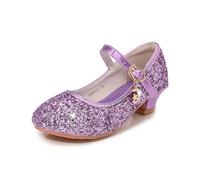 Hixingo Princess Shoes for Girls Size 8.5-13, Colorful Princess Dress Up Shoes Girls Shiny Mary Jane Heels for 2-10 Years Toddlers Kids, Banquets, Birthday Parties, Cosplay Fancy (Purple,11)