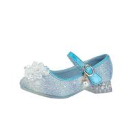 Hixingo Princess Shoes for Girls Size 8.5-13, Flowers Princess Dress Up Shoes Girls Shiny Mary Jane Heels for 2-10 Years Toddlers Kids, Banquets, Birthday Parties, Cosplay Fancy (Blue,9)
