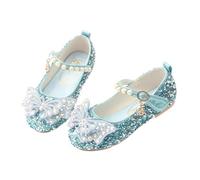 Hixingo Princess Shoes for Girls Size 8.5-13, Pearl Butterfly Princess Dress Up Shoes Girls Shiny Mary Jane Heels for 2-10 Years Toddlers Kids, Banquets, Birthday Parties, Cosplay Fancy (Blue,9.5)