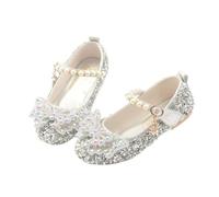 Hixingo Princess Shoes for Girls Size 8.5-13, Pearl Butterfly Princess Dress Up Shoes Girls Shiny Mary Jane Heels for 2-10 Years Toddlers Kids, Banquets, Birthday Parties, Cosplay Fancy (Silver,9)