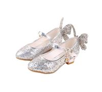 Hixingo Princess Shoes for Girls Size 8.5-13, Shiny Butterfly Princess Dress Up Shoes Girls Shiny Mary Jane Heels for 2-10 Years Toddlers Kids, Banquets, Birthday Parties, Cosplay Fancy (Silver,11.5)