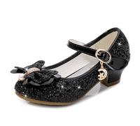 Hixingo Princess Shoes for Girls Size 9.5-13.5, Princess Dress Up Shoes Girls Shiny Mary Jane Heels for 2-8 Years Toddlers Kids, Banquets, Birthday Parties,Cosplay Fancy (118 Black,10)