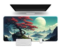 Hixingo Retro Moon Mouse Mat, Gaming Mouse Pad, Large Mouse Mat, Mousepad with Stitched Edges, Non-Slip Rubber Base Mouse Pads for Office & Home (1200 * 600 * 3mm,Mountain)