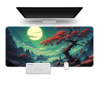 Hixingo Retro Moon Mouse Mat, Gaming Mouse Pad, Large Mouse Mat, Mousepad with Stitched Edges, Non-Slip Rubber Base Mouse Pads for Office & Home (1200 * 600 * 3mm,maple)