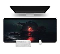 Hixingo Retro Red Moon Mouse Mat, Gaming Mouse Pad, Large Mouse Mat, Mousepad with Stitched Edges, Non-Slip Rubber Base Mouse Pads for Office & Home (800 * 300 * 3mm,sea)