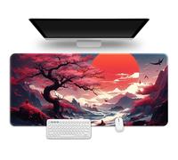 Hixingo Retro Red Moon Mouse Mat, Gaming Mouse Pad, Large Mouse Mat, Mousepad with Stitched Edges, Non-Slip Rubber Base Mouse Pads for Office & Home (800 * 300 * 3mm,wild geese)