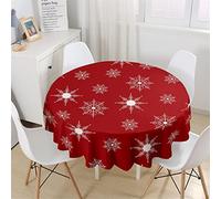 Hixingo Round Christmas Tablecloths for Circular Table, 3D Snowflake Pattern Xmas Tablecloth Waterproof Stain Proof Table Cloths for Kitchen Holiday Parties-1 (Festive,Diameter 150cm)