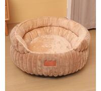 Hixingo Round Dog Bed for Medium Small Large Puppy Kitten Fluffy Anti AnXiety Cat Bed, Machine Washable Dog Mat Fluffy Comfortable Mat for Cat for Living Room Bedroom Balcony (Khaki,40cm)