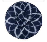 Hixingo Round Dog Bed for Medium Small Puppy Kitten, Elegant Patterns Fluffy Anti AnXiety Cat Bed, Machine Washable Dog Mat, Comfortable Mat for Cat for Living Room, Bedroom (Navy blue,60cm)