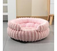 Hixingo Round Dog Bed for Medium Small Puppy kitten, Fluffy Anti AnXiety Cat Bed,Fluffy Comfortable Mat for Cat for Living Room, Bedroom, Balcony (Pink 2,L)