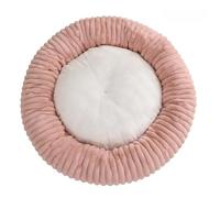 Hixingo Round Warmth Dog Bed for Medium Small Puppy Kitten, Anti AnXiety Cat Bed, Soft Washable Dog Mat Fluffy Plush Stripes Mat for Cat for Living Room,Bedroom,Balcony (Pink,90cm)