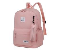 Hixingo School Backpack Causal Travel School Bags Womens Mens 16 Inch Backpack for Teenage Boys Girls Lightweight Rucksack Bookbag to School, College, Travel, Work (Pink,46x30x14cm)