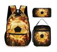 Hixingo School Bag Backpack for Girls Boys, Large Schoolbag Rucksack Backpack for School with Lunch Bag & Pencil Case for Students Teenagers Kids, Football Print (Football 7)