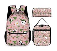 Hixingo School Bag Backpack for Girls Boys, Large Schoolbag Rucksack Backpack for School with Lunch Bag & Pencil Case for Students Teenagers Kids, Panda Print (Panda 5)