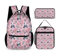 Hixingo School Bag Backpack for Girls Boys, Large Schoolbag Rucksack Backpack for School with Lunch Bag & Pencil Case for Students Teenagers Kids, Panda Print (Panda 9)