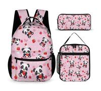 Hixingo School Bag Backpack for Girls Boys, Large Schoolbag Rucksack Backpack for School with Lunch Bag & Pencil Case for Students Teenagers Kids, Panda Print (Panda 7)