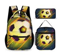 Hixingo School Bag Backpack for Girls Boys, Large Schoolbag Rucksack Backpack for School with Lunch Bag & Pencil Case for Students Teenagers Kids, Football Print (Football 12)