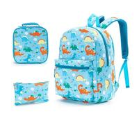 Hixingo School Bag, Kids Backpack 3 in 1 Sets for Girls&Boy with Lunch Bag and Pencil Case, Cartoon Print Rucksack for School Sports Travel Holiday Teenagers Bags (Dinosaurs A,40x28x13cm)