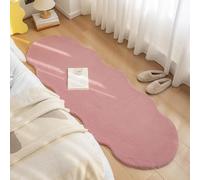 Hixingo Simple Fluffy Rug for Bedroom, Irregular Soft Fluffy Faux Fur Shaggy Rug Runner Long Plush Non Slip Mats Washable Carpet Chair Cover Seat Pad for Kids Room Living Room (Pink,70x150cm)