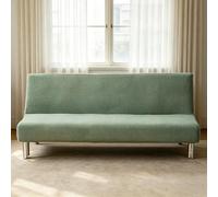 Hixingo Solid Color Armless Sofa Bed Cover, Washable Couch Cover, Slipcover for Folding Sofa without Armrests, Anti-Slip, Ideal for Homes with Pets or Kids (Sage Green 01,2 seats)
