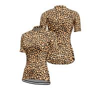 Hixingo Summer Cycling Jersey Women, Leopard Print Women's Cycling Jersey Top Breathable and Quick Shirts Short Sleeve Cycle Tops for MTB Motocross, Mountain Bike Match (Gold,M)