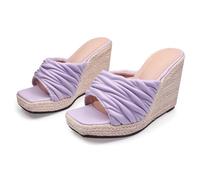 Hixingo Summer Sandals Women Size 4.5-10.5, 10CM Platform Sandals Wide Fitting Wedge Heel Ladies Summer Open Toes Shoes Ankle Strap Slingback Casual Comfortable Shoes (10,9720-11 Purple)