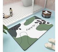 Hixingo Super Absorbent Bath Mat Soft Quick-Drying Diatomaceous Earth Bathroom Mat, Washable Shower Floor Carpet, Kitchen Doormat, Rubber Non-slip Bottom (Green Nordic,40x60cm)