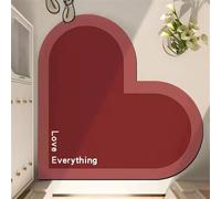 Hixingo Super Absorbent Bath Mat, Soft Quick-Drying Diatomaceous Earth Bathroom Mat, Washable Shower Floor Mat, Kitchen Door Mat, Rubber Non-slip Bottom, Easy to Clean (Heart-shaped-red,80x80cm)