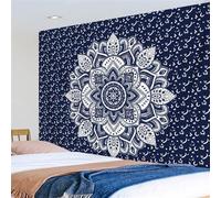Hixingo Tapestry Wall Hanging, 3D Printed Aesthetic Tapestries Wall Art Nature Towel Blanket Decoration Wall for Home Bedroom Dorm Living Room Décor -Mandala Exotic (95x73cm,Navy Blue)