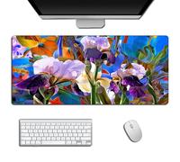Hixingo Technology Watercolor Mouse Mat, Gaming Mouse Pad, Mouse Pad, Mousepad with Stitched Edges, Non-Slip Rubber Base Mouse Pads for Office & Home (900 * 400 * 3mm,flower)