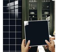 Hixingo Tile Stickers for Kitchen Bathroom 20 Pcs Solid Color Waterproof PVC Peel and Stick on Tiles, Backsplash Self Adhesive Wall DIY Home Decor for Living Room (Black,3.94x3.94in)