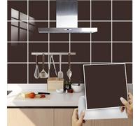 Hixingo Tile Stickers for Kitchen Bathroom 20 Pcs Solid Color Waterproof PVC Peel and Stick on Tiles, Backsplash Self Adhesive Wall DIY Home Decor for Living Room (Coffee,5.91x5.91in)