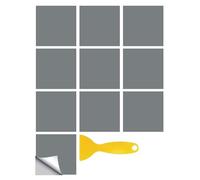 Hixingo Tile Stickers for Kitchen Bathroom, 20 Pcs Waterproof PVC Peel and Stick on Tiles, Solid Color Backsplash Self Adhesive Wall DIY Home Decor Living Room (Gray,15x15cm (5.91x5.91in))