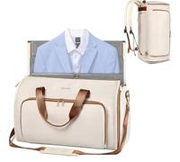 Hixingo Travel Garment Bags for Women and Men, Rucksacks 2in1 Hanging Suit Carrier Garment Duffle Bag Folding Carry-On Travel Garment Bags for Business Flight Journey Essentials (Beige)