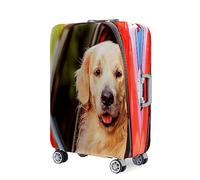 Hixingo =Travel Luggage Cover, 3D Golden Retriever Dog Print Elastic Spandex Trolley Case Protective Cover Anti-Scratch Dustproof Suitcase Protector for Luggage (Red,S (18-20 Inches))