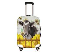Hixingo Travel Luggage Cover, Elastic Spandex Trolley Case Protective Cover Anti-Scratch Dustproof Suitcase Protector for 18-32 Inch Luggage -Cow Sunflower Print (Gray,XL (30-32 Inches))