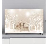 Hixingo TV Cover Decorative, 3D Elk Pattern Universal Elastic Television/TV Screen/Computer Dust Protection Cover Soft Breathable, 32-80inch (Dead Tree,55inch)