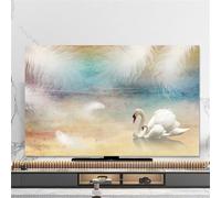 Hixingo TV Cover Decorative, 3D Goose Pattern TV Dust Cover 32-80inch TV Screen Dust Cover Universal Elastic Television Cover Stretch TV Screen Protection Cover (32inch,White Feather)