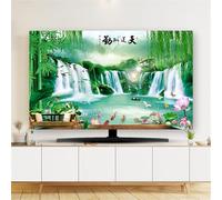 Hixingo TV Cover Decorative, 3D Green Bamboo Pattern TV Dust Cover 32-80inch TV Screen Dust Cover Universal Elastic Television Cover Stretch TV Screen Protection Cover (40-43inch,Waterfall)